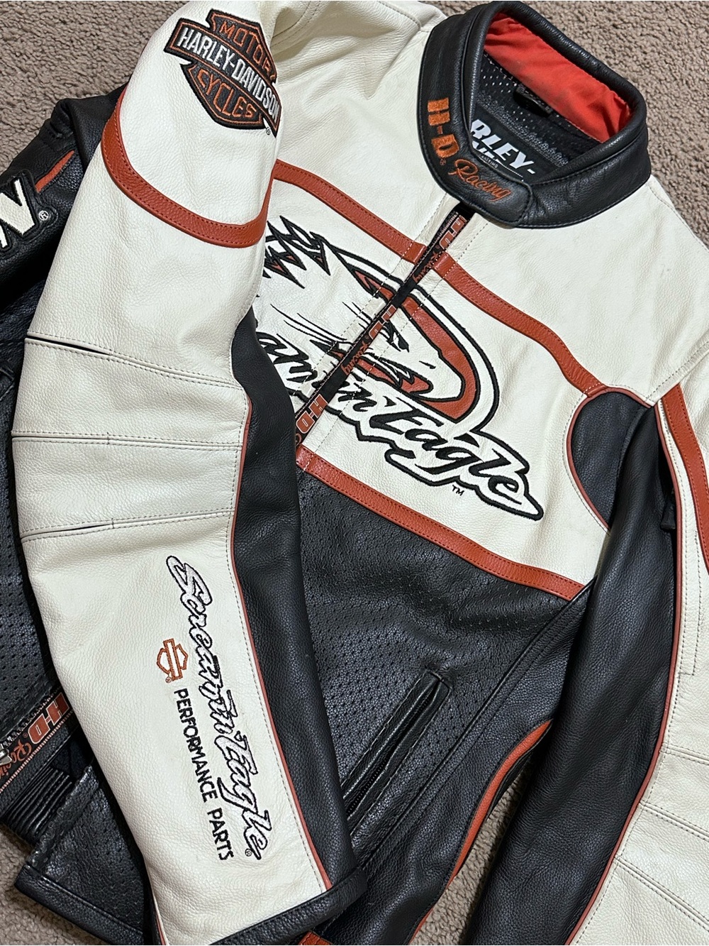 Harley-Davidson Screamin Eagle Racing Genuine Leather Jacket WOMENS LG - Picture 4 of 16
